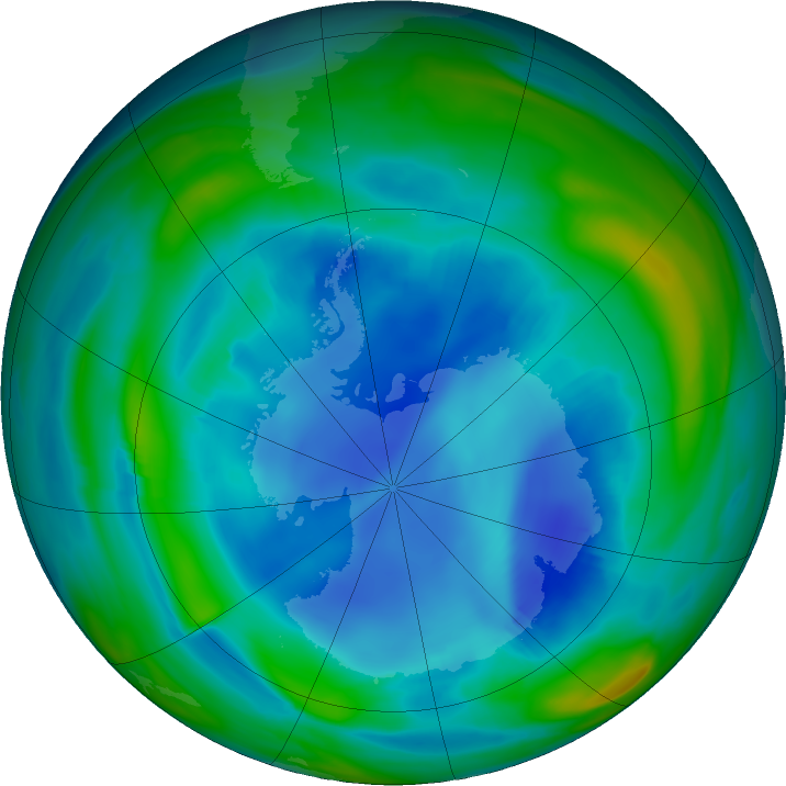 Antarctic ozone map for 11 August 2022